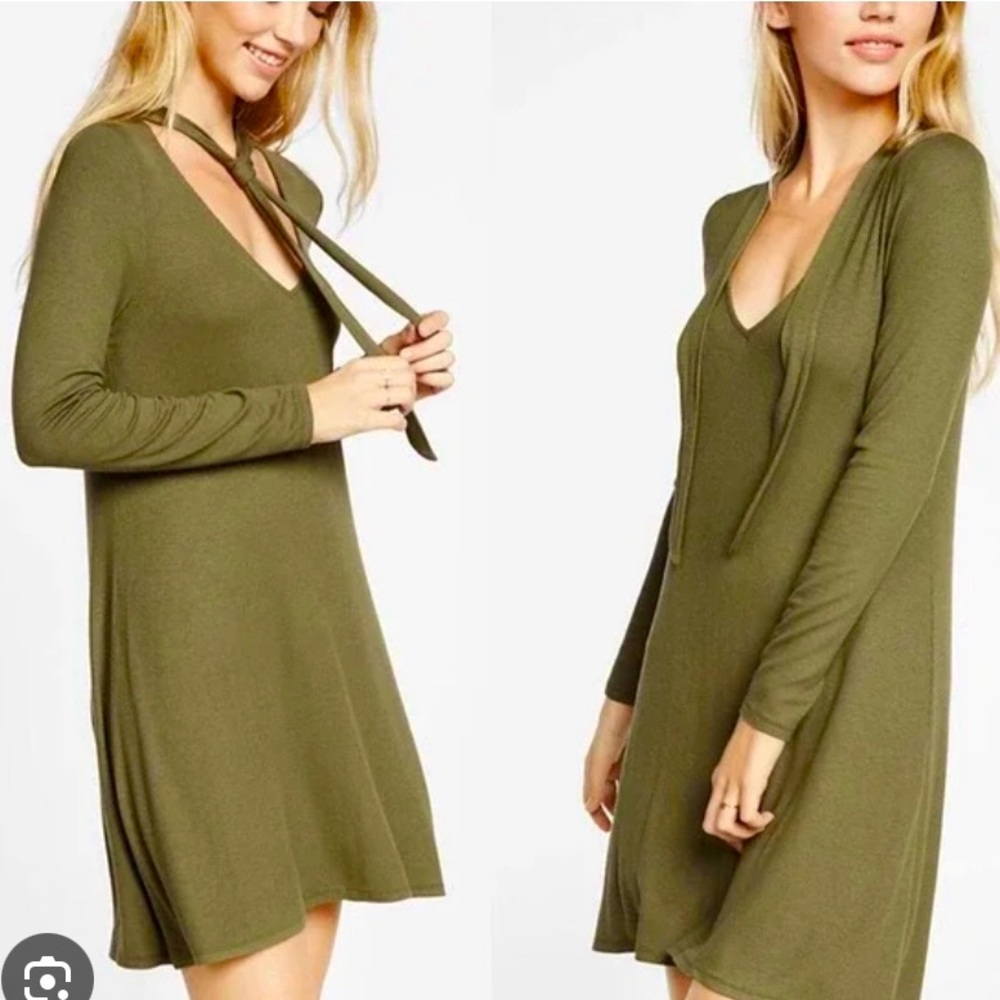 Express hunter green dress tie at neck, small